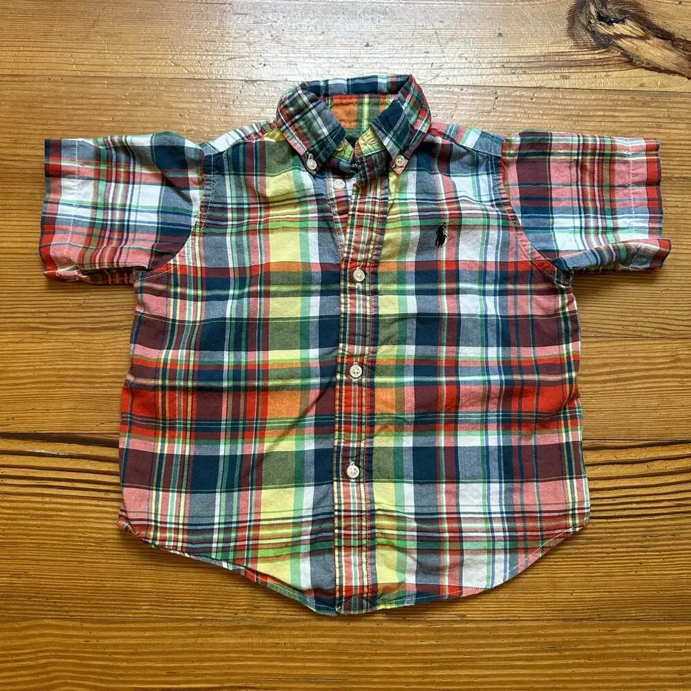 Ralph Lauren colorful checkered short sleeve‎ button up shirt SIZE 2